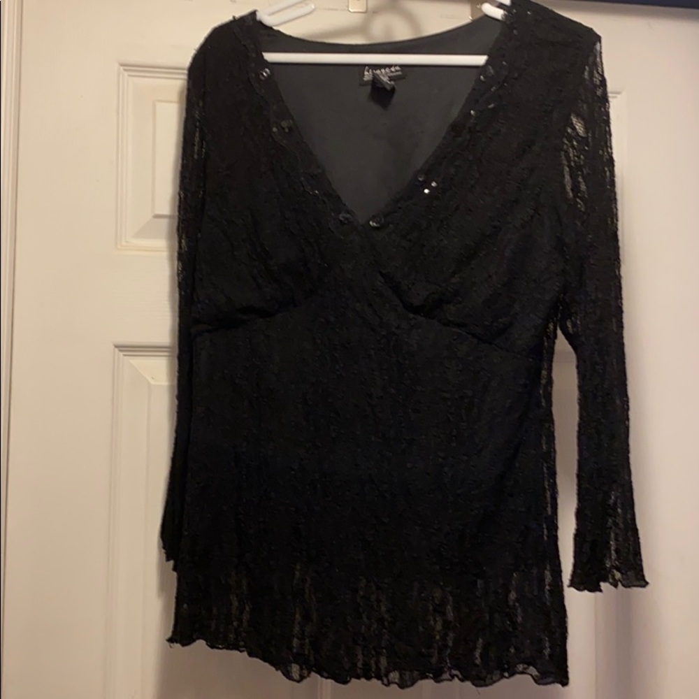 Black sequined blouse top